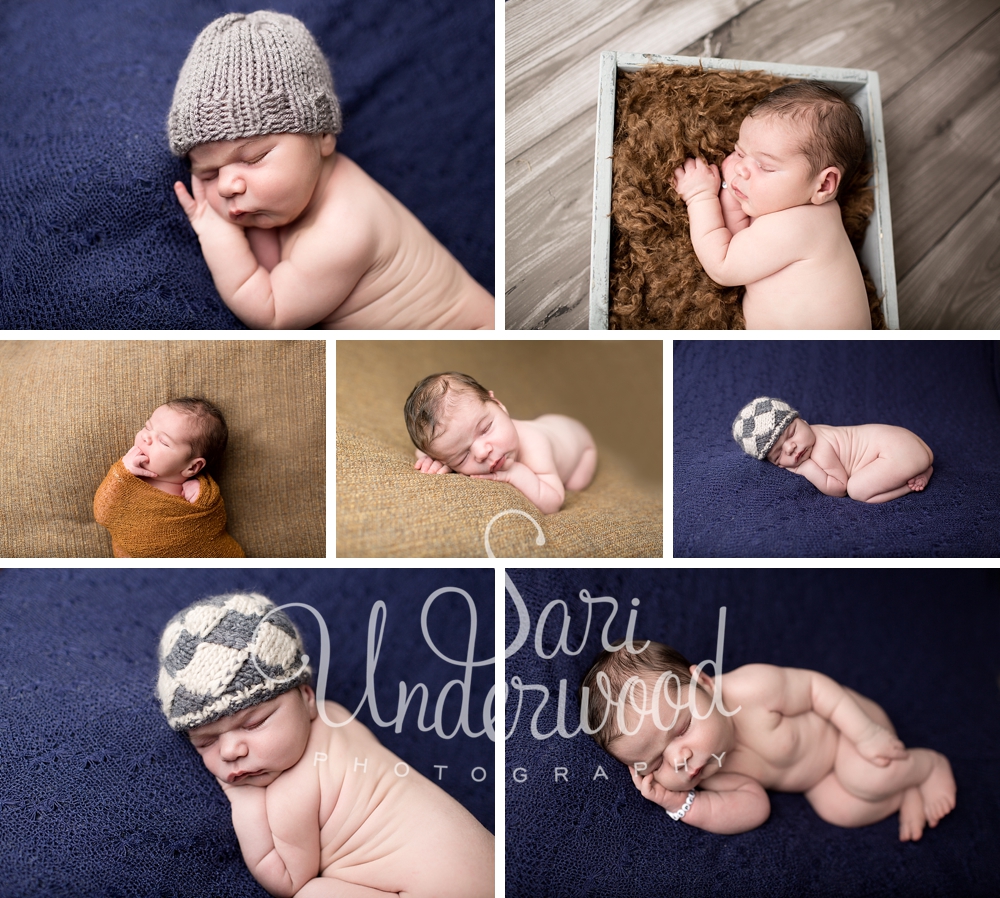 photos from a newborn baby boy's session at nine days old