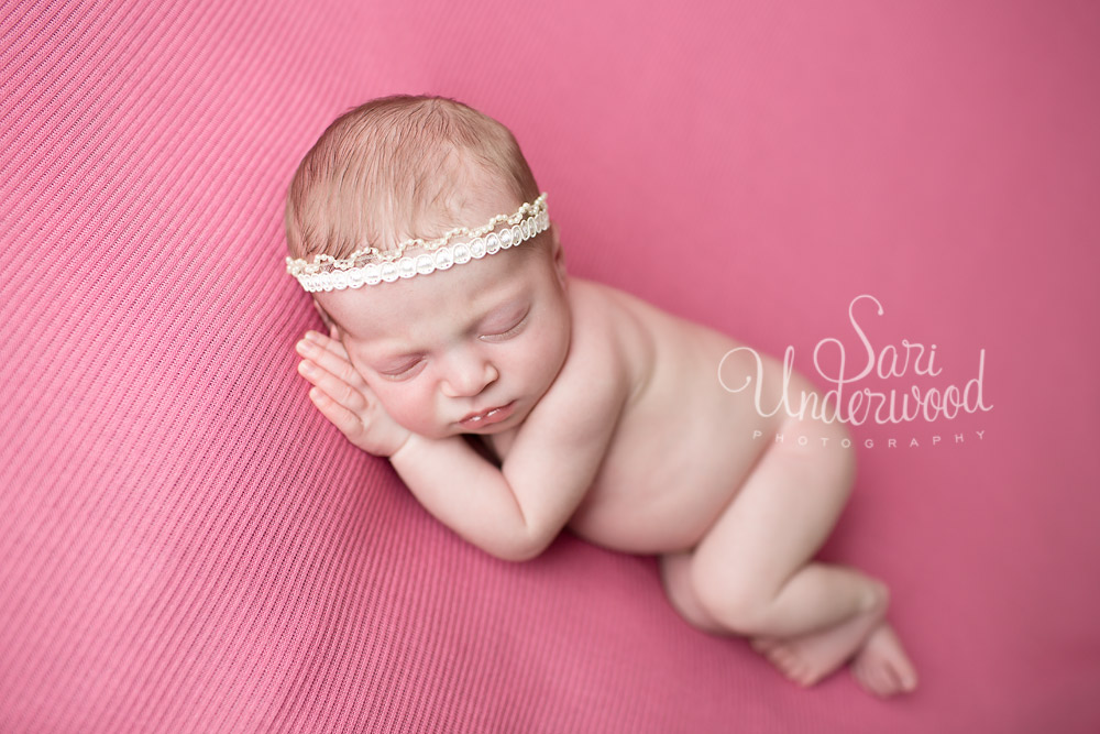 newborn baby girl simple in pink