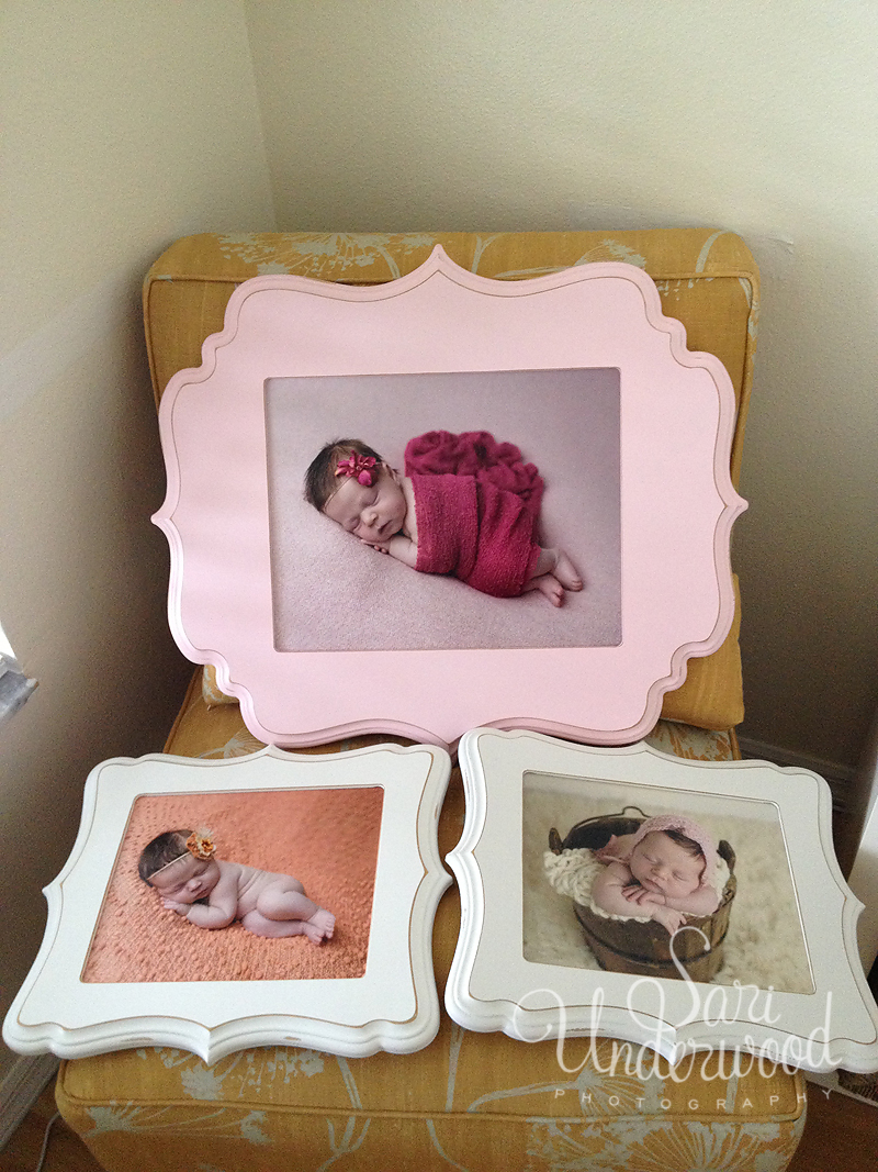 Organic Bloom frames wall grouping for a newborn baby girl
