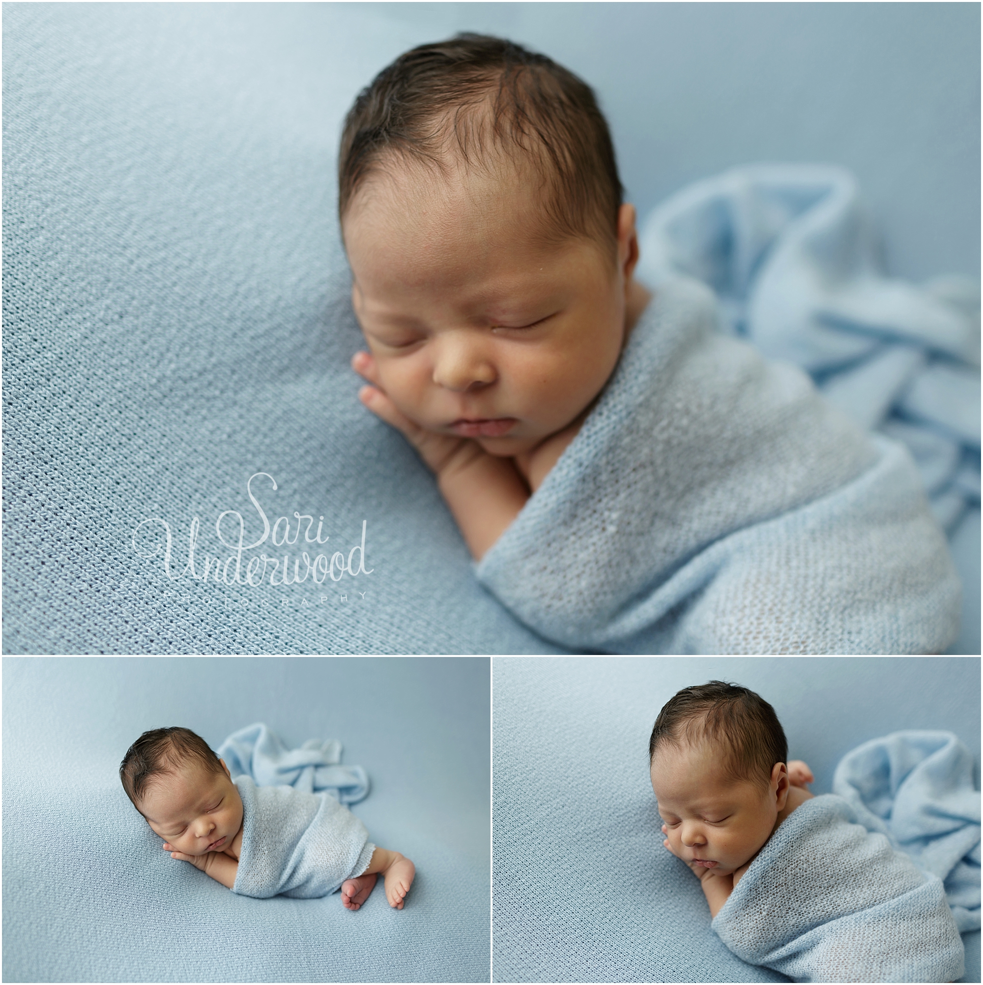 9 day old baby boy in baby blue